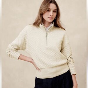 Banana Republic Cream Quilted Sweatshirt